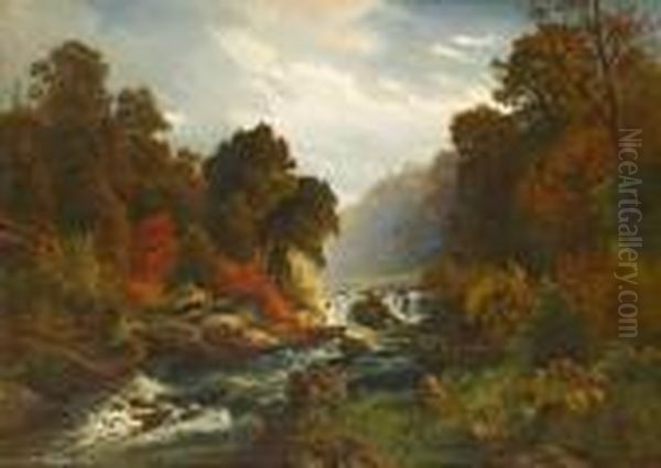 Woodland Creek, Autumn Oil Painting by Philipp Weber