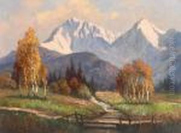 Blick Auf Verschneites Hochgebirge Oil Painting by Rudolf Weber