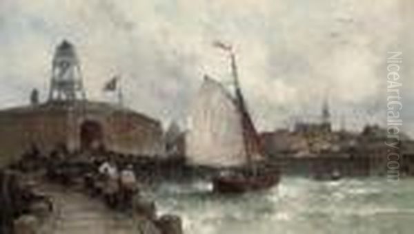 Sailors On The Quay Oil Painting by Theodor Alexander Weber