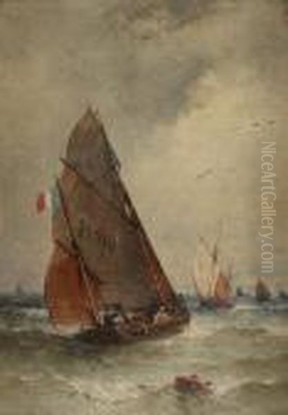 Off The Kent Coast Oil Painting by Theodor Alexander Weber