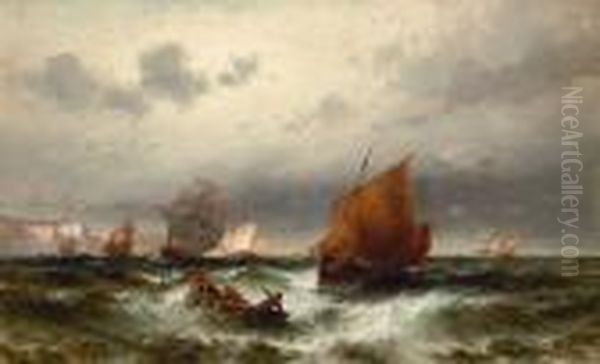 Segler Vor Der Kuste Von Dover Oil Painting by Theodor Alexander Weber