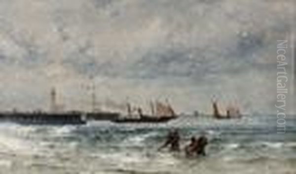 Binnenkomst Van De Vloot Bij Het Havenhoofd Van Boulogne Oil Painting by Theodor Alexander Weber