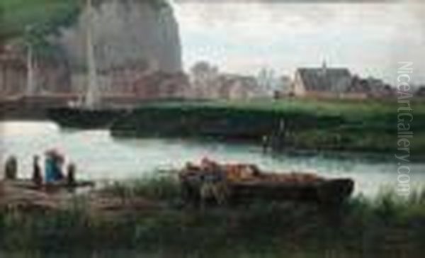 Pecheur Aupres Du Port. Oil Painting by Theodor Alexander Weber