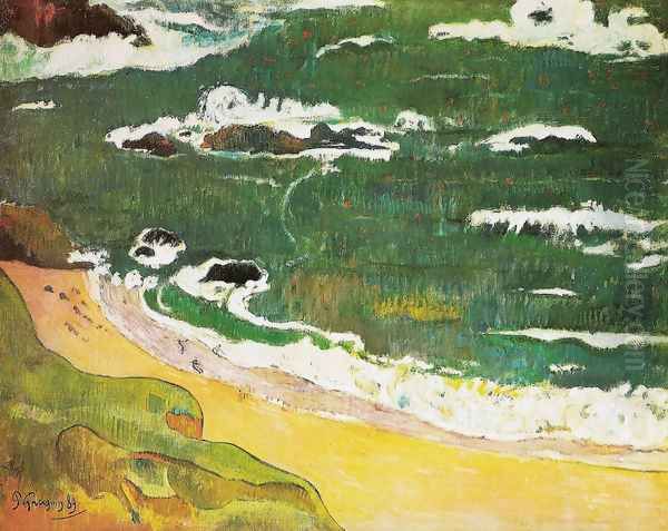 The beach at Pouldu Oil Painting by Paul Gauguin