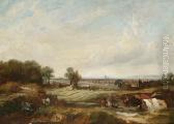 London From Hampstead Heath Oil Painting by George Webster