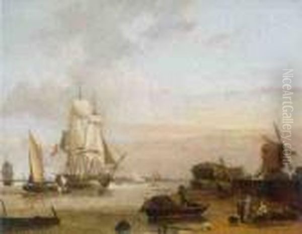 Thames At Deptford Oil Painting by George Webster