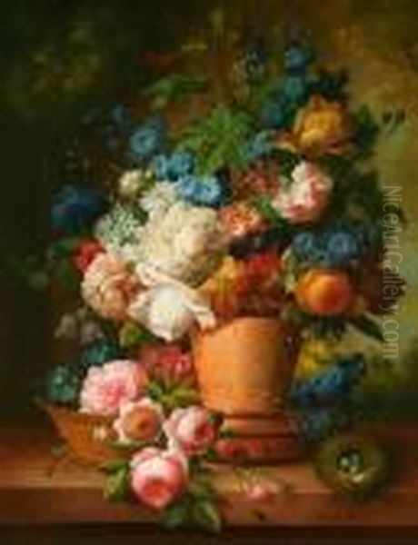 A Flowerpiece Oil Painting by Thomas Webster