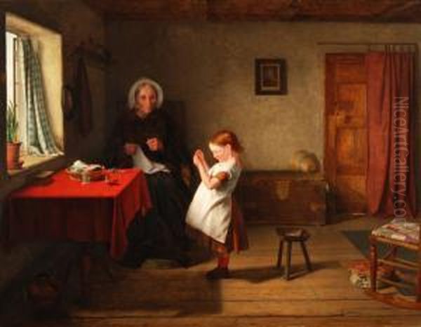 Grossmutter Und Enkelkind Beim Nahen Oil Painting by Thomas Webster