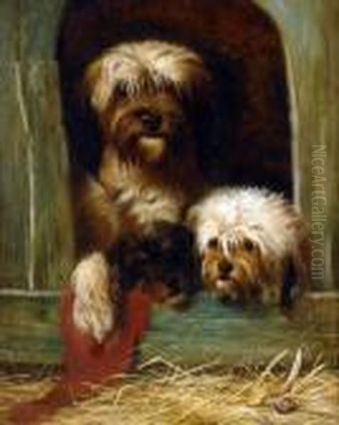 Kennel Companions Oil Painting by Herbert William Weekes