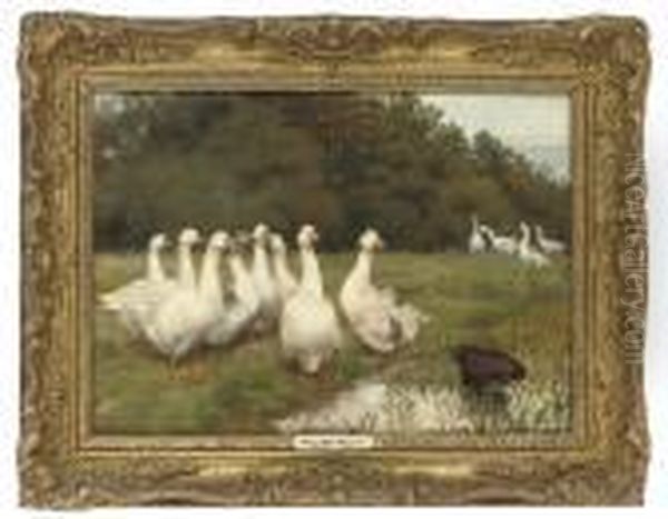 An Unusual Visitor Oil Painting by Herbert William Weekes