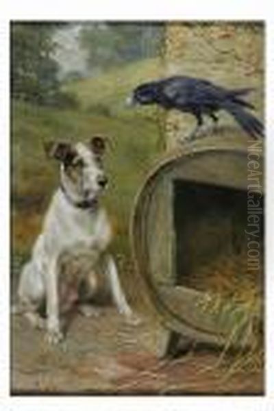 A Friendly Warning Oil Painting by Herbert William Weekes