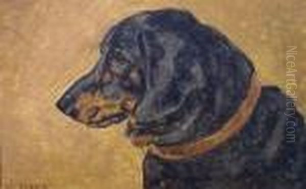 Black And Tan Dachshund Oil Painting by Herbert William Weekes