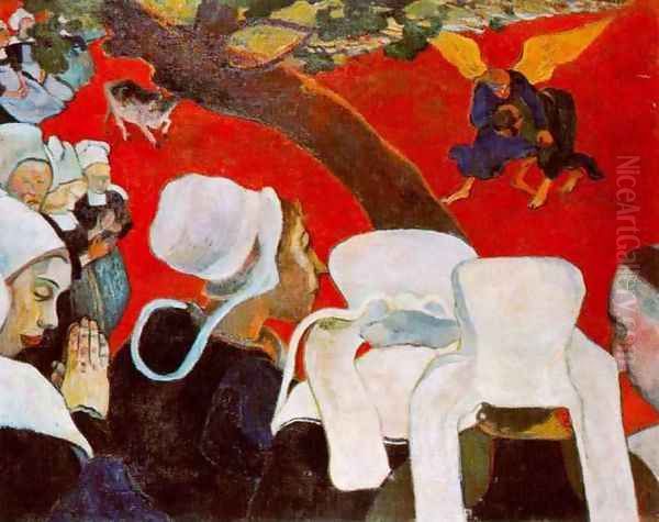 Vision After the Sermon: Jacob Wrestling with the Angel Oil Painting by Paul Gauguin