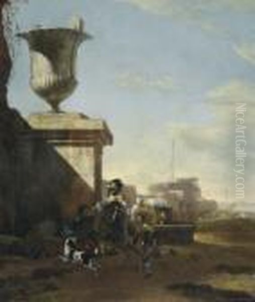 Southern Harbour. Oil Painting by Jan Baptist Weenix