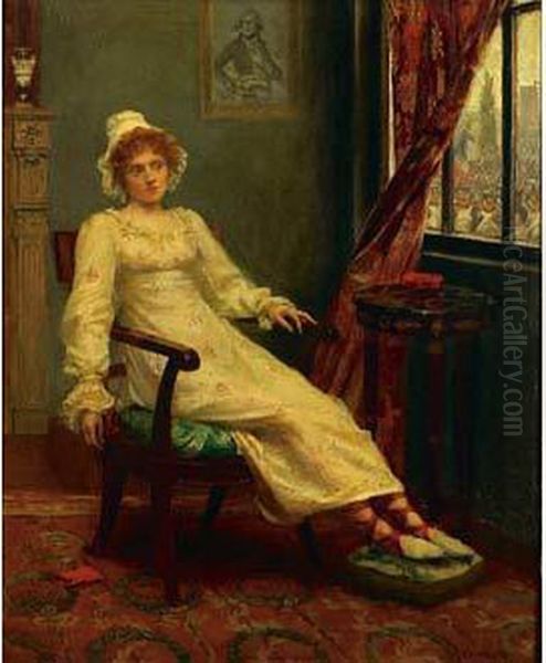 Jeune Femme Assise Devant La Fenetre Oil Painting by Jean-Joseph Weerts