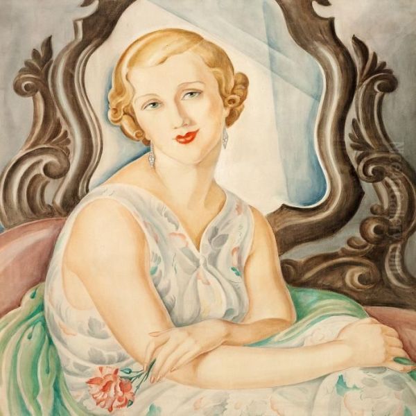 Lady In Front Of A Mirror Oil Painting by Gerda Wegener