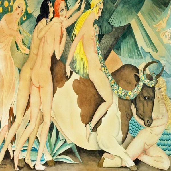 Europe On The Bull Oil Painting by Gerda Wegener