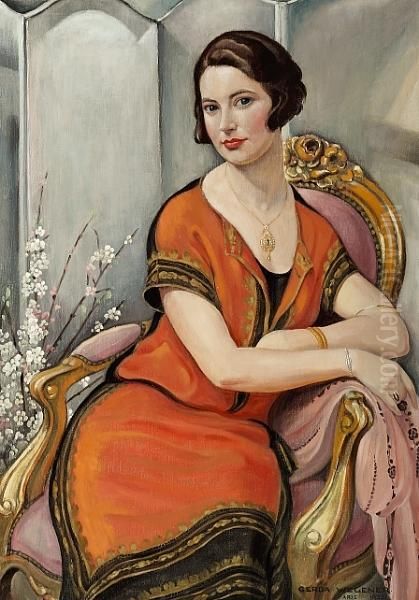 A Portrait Of Ingeborg Minni Helvard Oil Painting by Gerda Wegener