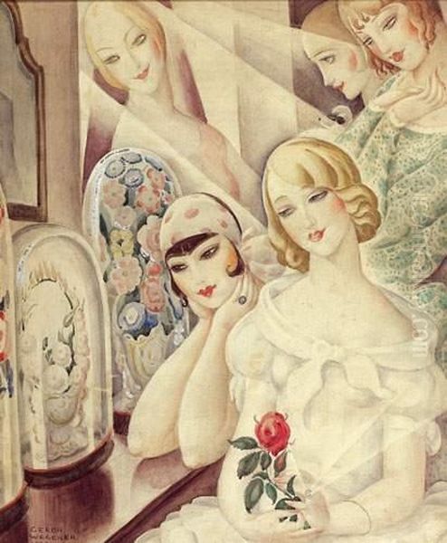 Femme A La Rose Rouge Oil Painting by Gerda Wegener