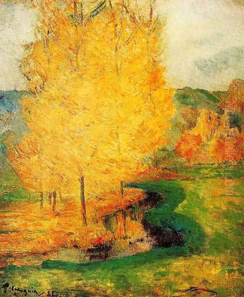 By the Stream, Autumn Oil Painting by Paul Gauguin