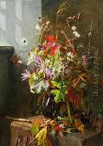 Letzter Herbstgruss Oil Painting by Bertha Wegmann