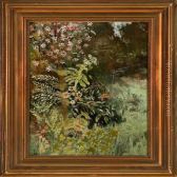 A Vigorous Garden Oil Painting by Bertha Wegmann