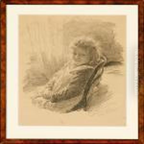 The Little Girl Erna Westphal In A Chair Oil Painting by Bertha Wegmann