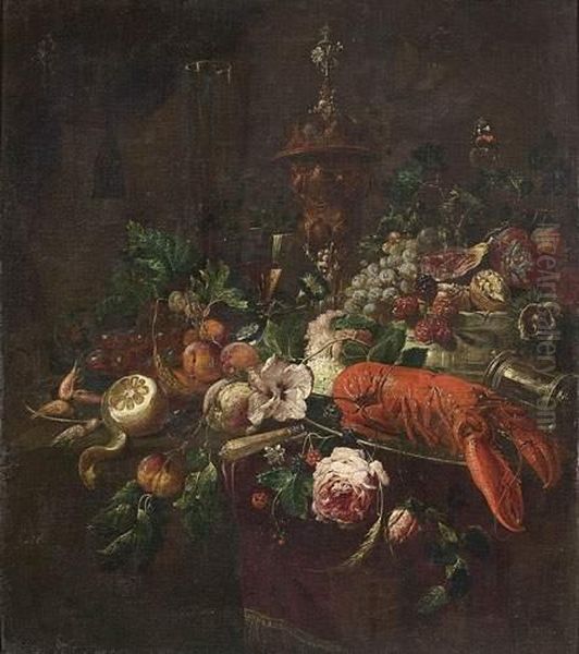 Nature Morte Au Homard Oil Painting by Sebastian Wegmayr