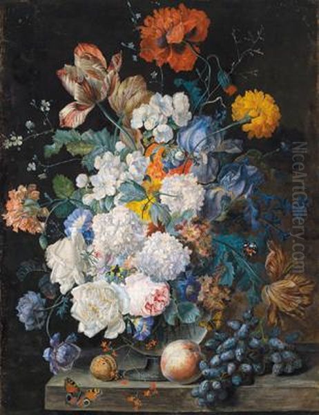 /attributed Grande Quadro Di Fiori Con Noce Oil Painting by Sebastian Wegmayr