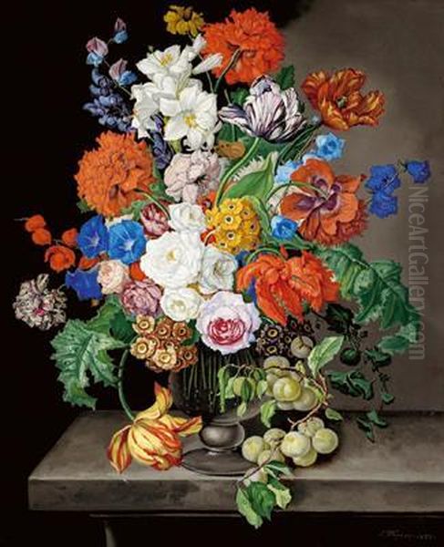 Grande Quadro Di Fiori Con Cotogne Oil Painting by Sebastian Wegmayr