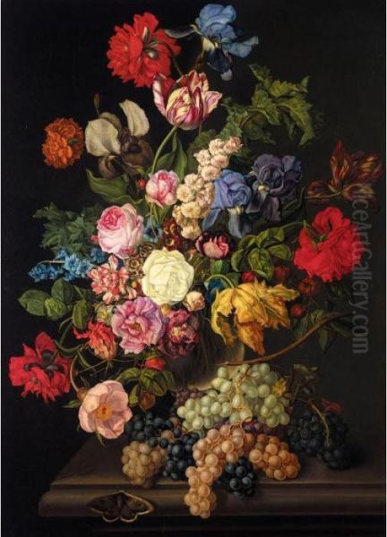 Grosses Blumenbouquet (large Flower Still Life) Oil Painting by Sebastian Wegmayr