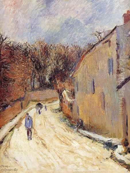 Osny, rue de Pontoise, Winter Oil Painting by Paul Gauguin