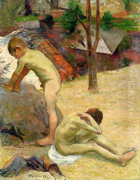 Breton Boys Bathing 1888 Oil Painting by Paul Gauguin