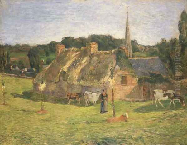 Le Champ Lollichon et l'eglise de Pont-Aven Oil Painting by Paul Gauguin