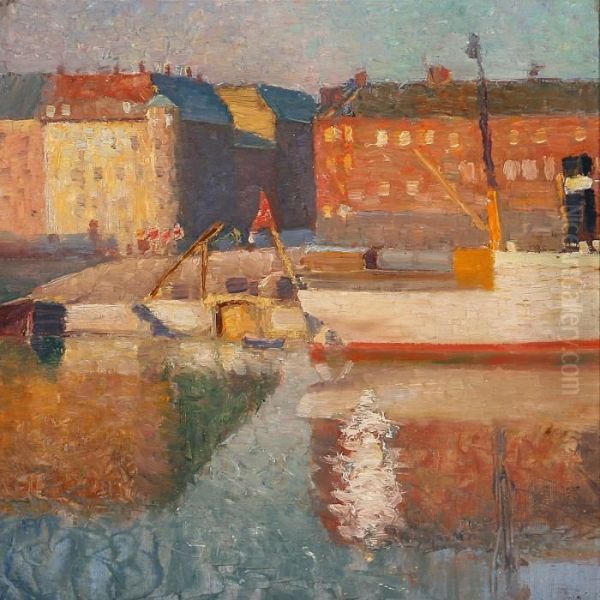 Scenery From Nyhavn, Copenhagen Oil Painting by Edvard Weie