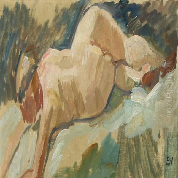 A Nude Model, 
Study To Poseidon Oil Painting by Edvard Weie