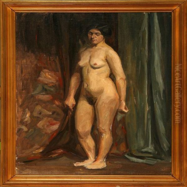 Standing Female Model Oil Painting by Edvard Weie