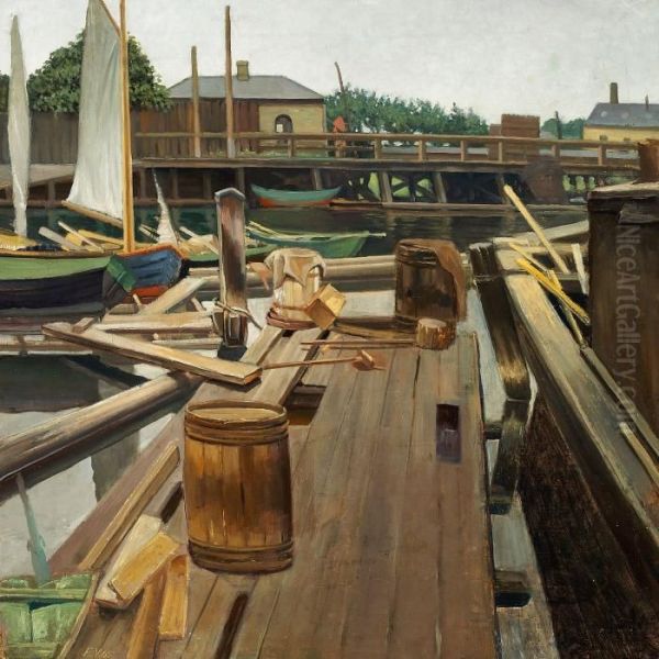 Fra Frederiksholms Kanal Oil Painting by Edvard Weie