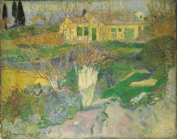 Paysage d'Arles avec buissons Oil Painting by Paul Gauguin