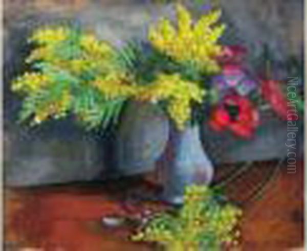 Bouquet De Mimosas Et Anemones Oil Painting by Abraham Weinbaum