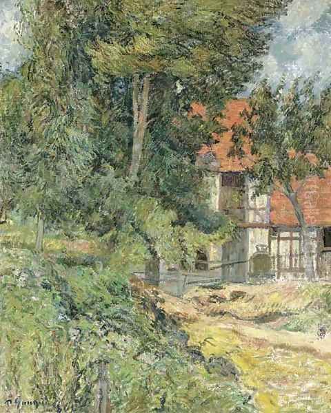 Chaumiere en Normandie Oil Painting by Paul Gauguin