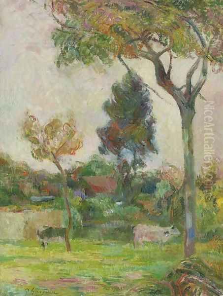 Deux vaches au pre Oil Painting by Paul Gauguin