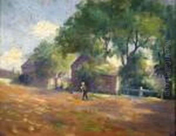 Connecticut Farmland Oil Painting by Julian Alden Weir