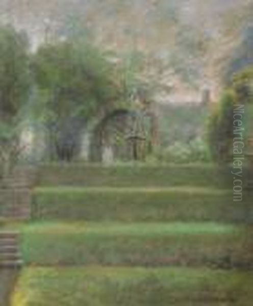 Garden Arbor Scene Oil Painting by Julian Alden Weir