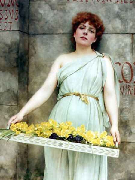 A Flower Seller Oil Painting by John William Godward