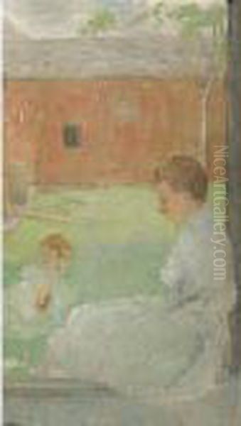 Mother And Child Oil Painting by Julian Alden Weir