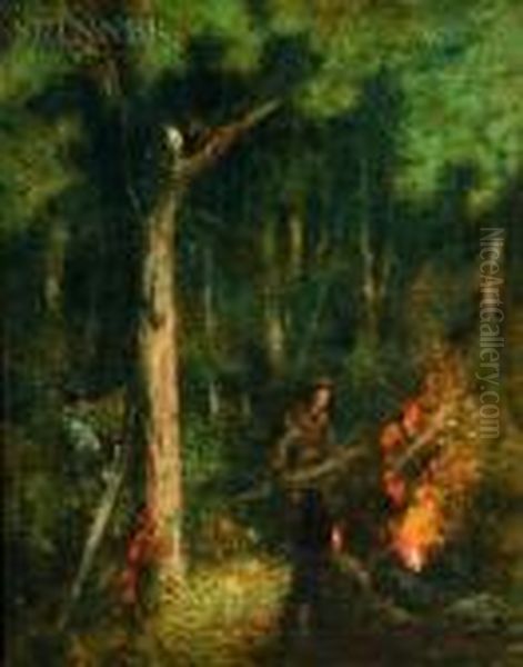 Hunting The Raccoon Oil Painting by Julian Alden Weir