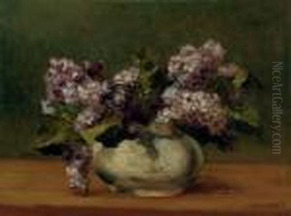 Lilacs In A Bowl Oil Painting by Julian Alden Weir