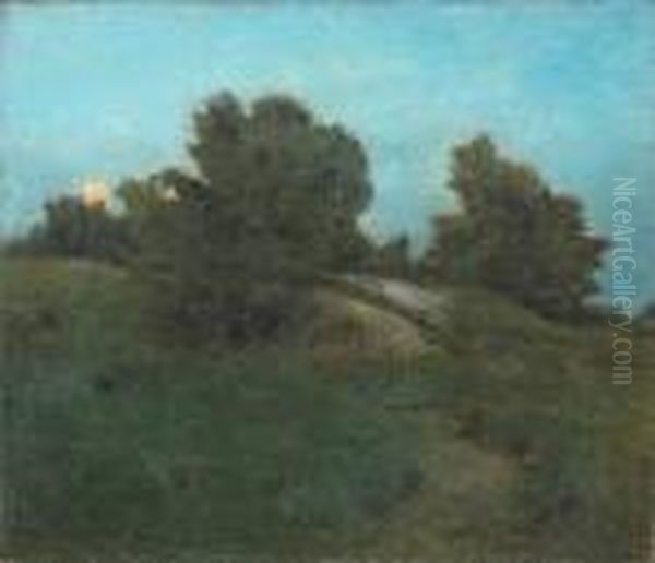 Twilight In A Pastoral Landscape Oil Painting by Julian Alden Weir