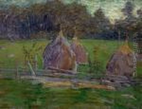 Haystacks Oil Painting by Julian Alden Weir